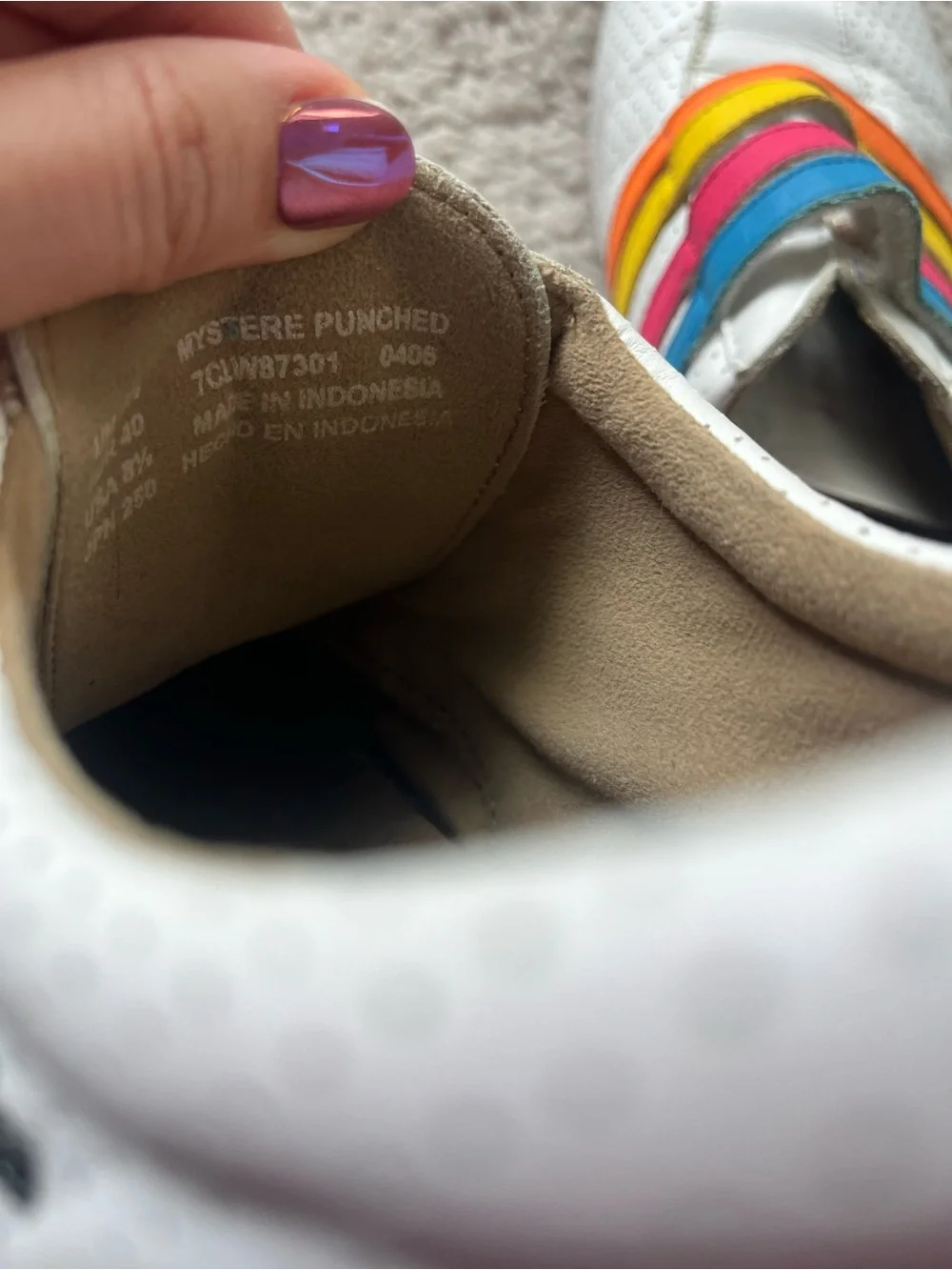 Vintage Lacoste White Sneakers with Rainbow Accent Straps